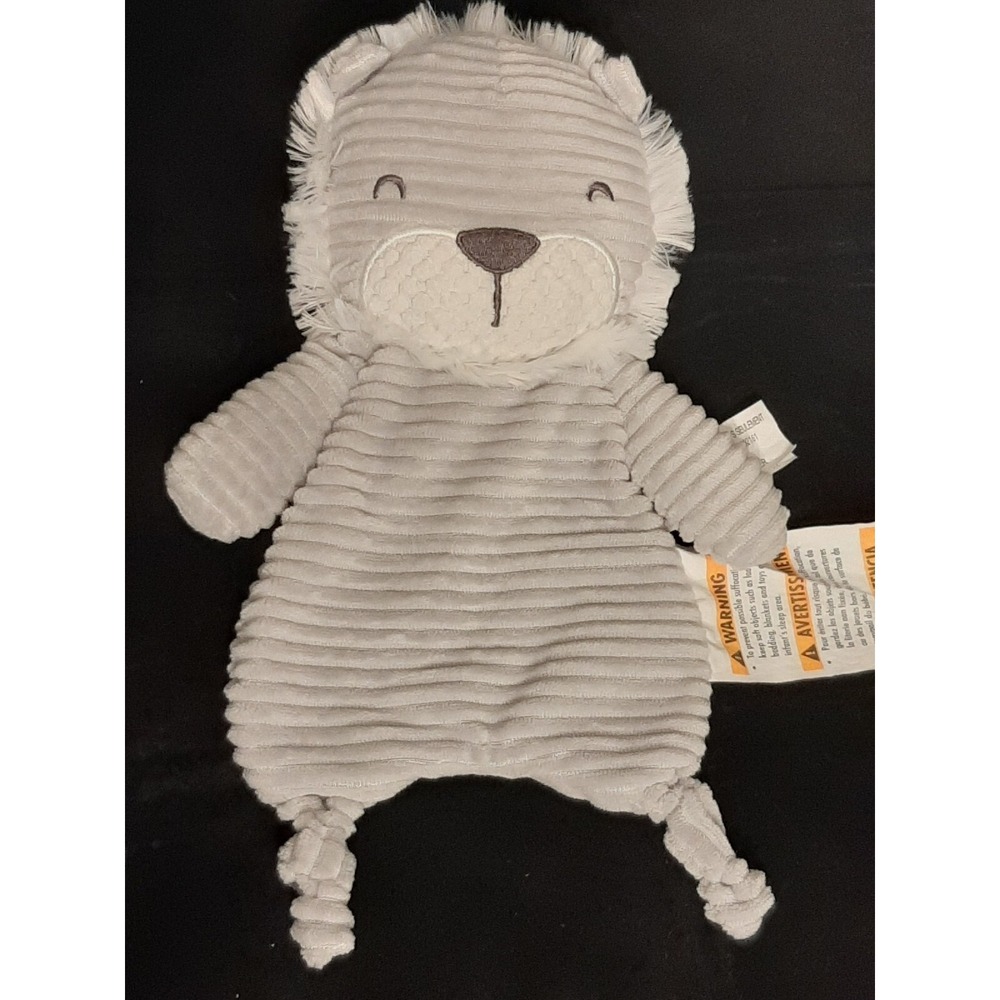Modern Moments By Gerber Gray White Plush Lion Lovey Security Textured Snuggly